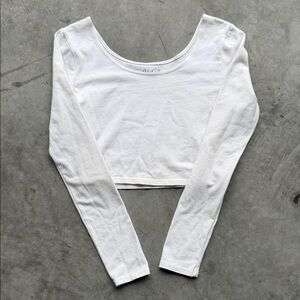 John Galt Off the Shoulder Long Sleeve Crop Top